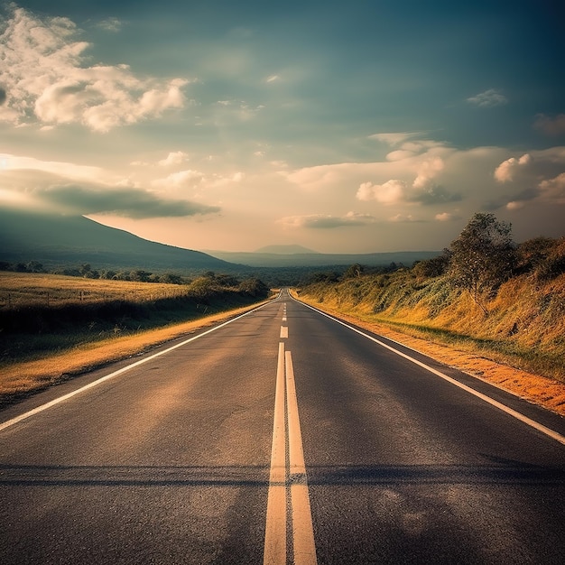 Asphalt road curve in forest