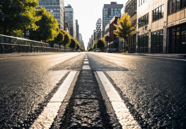 Foto strada asfaltata e carta da parati della città moderna