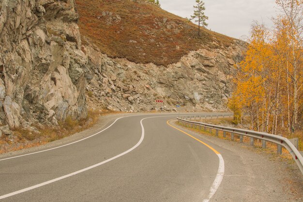 山脈の近くのアスファルト道路。