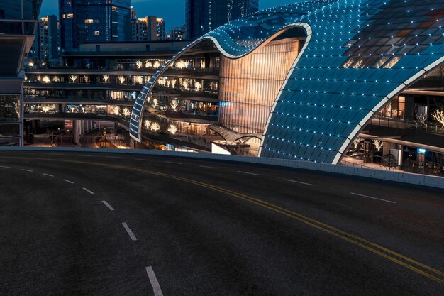 Photo asphalt road and urban building of suzhou driveway and road