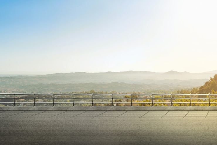 Photo asphalt road with settlements and landscape