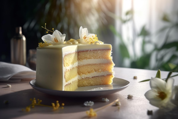 Asphodel cake ivory cream Almond gold Generate Ai