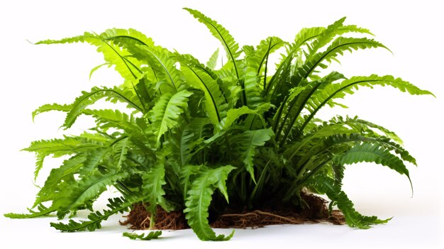 Photo a asplenium nidus fern with polished leaflets formed as an interior plant stands spaced out against a white canvass