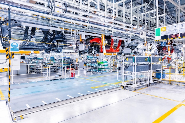 Photo assembling cars on conveyor line