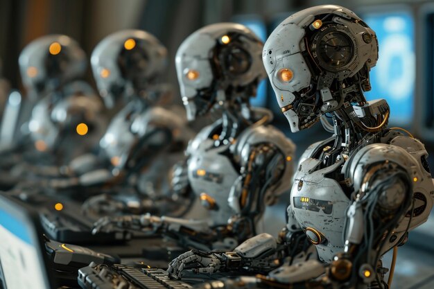 Photo assembly line of advanced robots