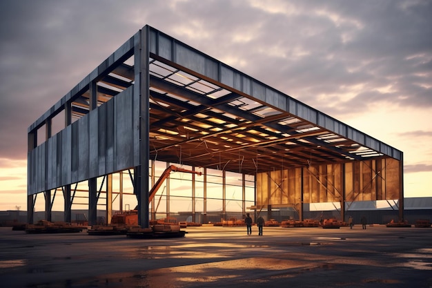 Assembly of steel structure Day photo realistic