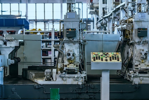 Assembly workshop interior at big industrial plant