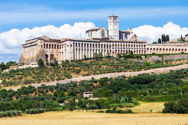 Assisi village in Umbria region, Italy. The most important Italian Basilica dedicated to St. Francis - San Francesco.