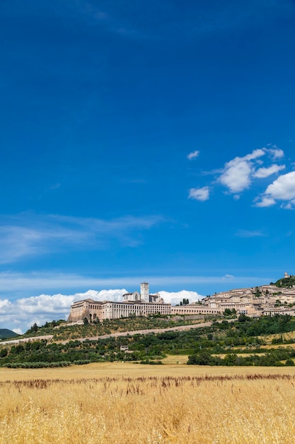 Assisi village in Umbria region Italy The town is famous for the most important Italian Basilica dedicated to St Francis San Francesco