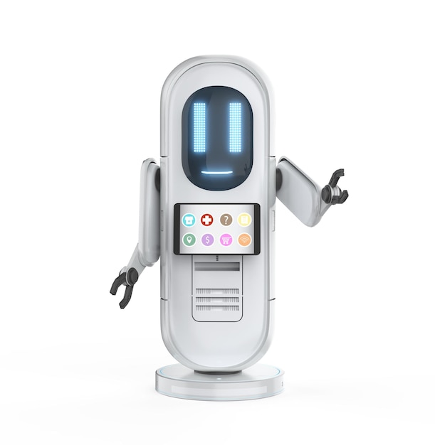 Робот-помощник с цифровым экраном в больнице