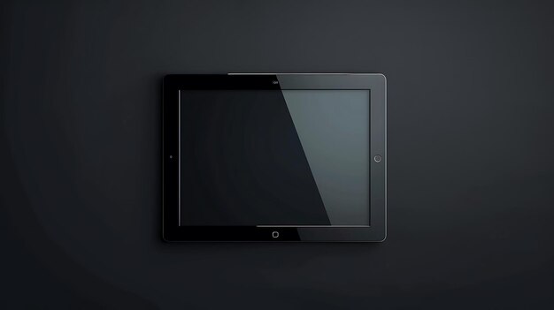 Foto un elegante tablet nero assistente si siede su uno sfondo nero solido