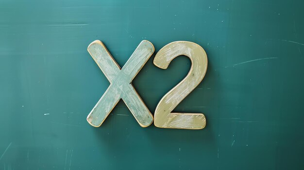 Photo assistant this is an image of a chalkboard with the letter x and the number 2 written on it in wooden letters