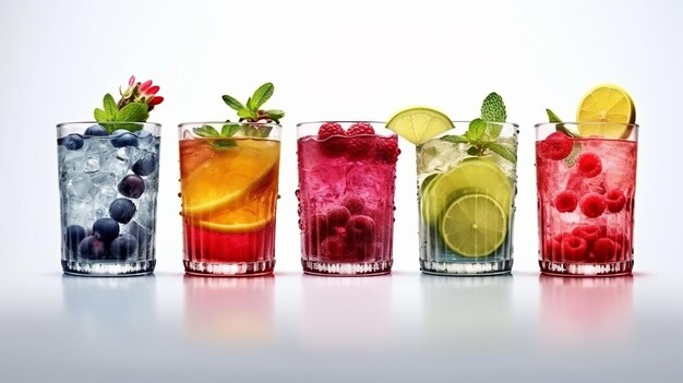 Assorted alcoholic and mocktail cocktails