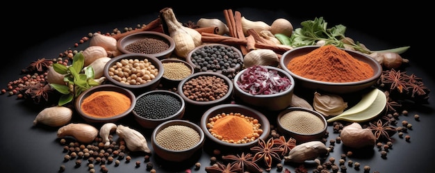 Assorted Bowls Filled With a Variety of Spices for Flavorful Cooking