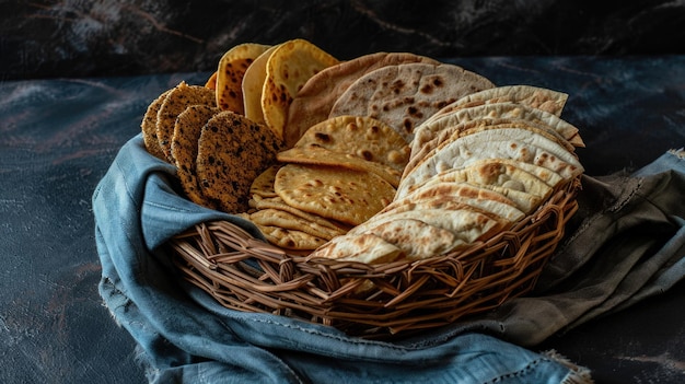 Photo assorted bread in basket