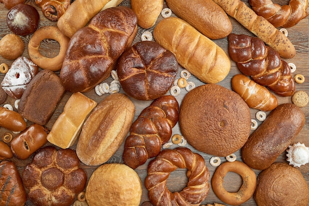 Assorted breads isolated on white 