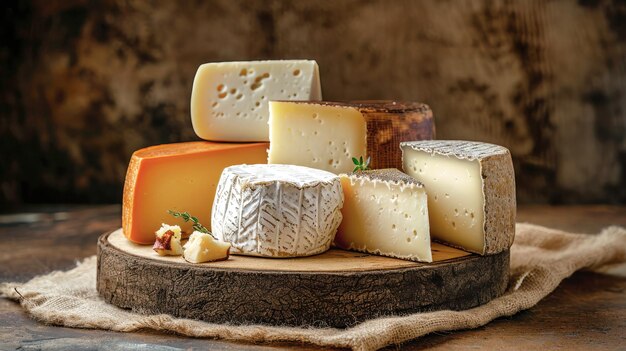 Assorted Cheese Piled on Wooden Cutting Board