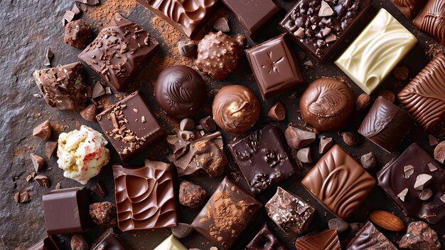 Assorted Chocolates Arranged on a Table