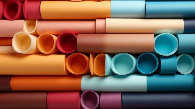 Assorted Colored Plastic Pipes Stack