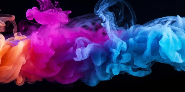 Assorted Colored Smokes on Black Background