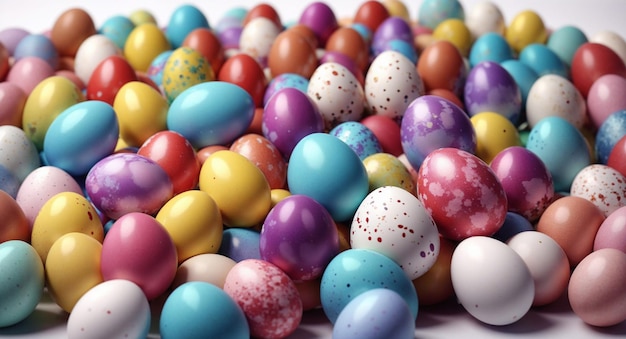 Assorted colorful Easter eggs background