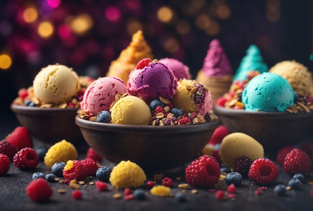 Assorted colorful ice cream