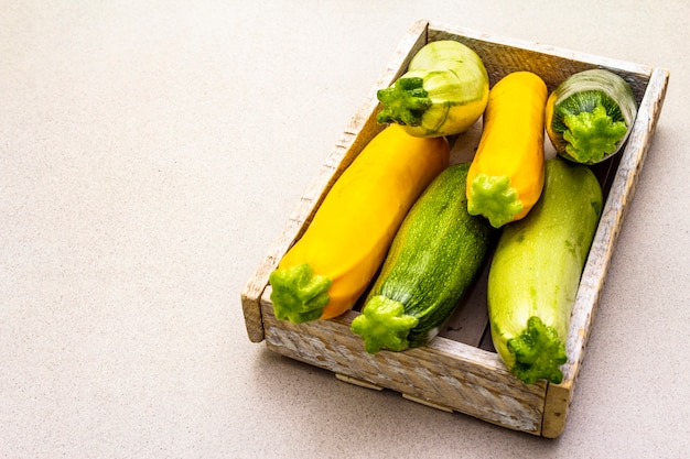 Assorted colorful zucchini