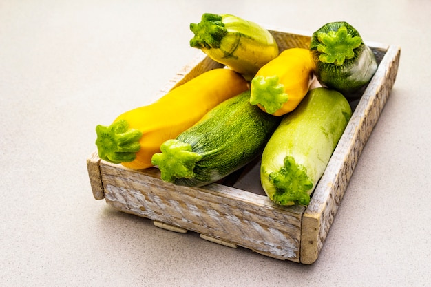 Assorted colorful zucchini