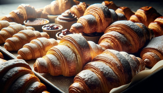 Assorted Croissants Dusted with Powdered Sugar