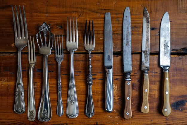 Photo assorted cutlery arranged on table