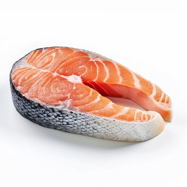 Assorted Cuts Salmon Trout and Steak with Fresh Raw Fish Slice White Background