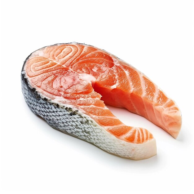 さまざまなカット サーモン トラウトとステーキ 新鮮な生魚 スライス 白い背景