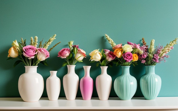 Assorted Decorative Vases Elevating Interior Details on a Colorful Background