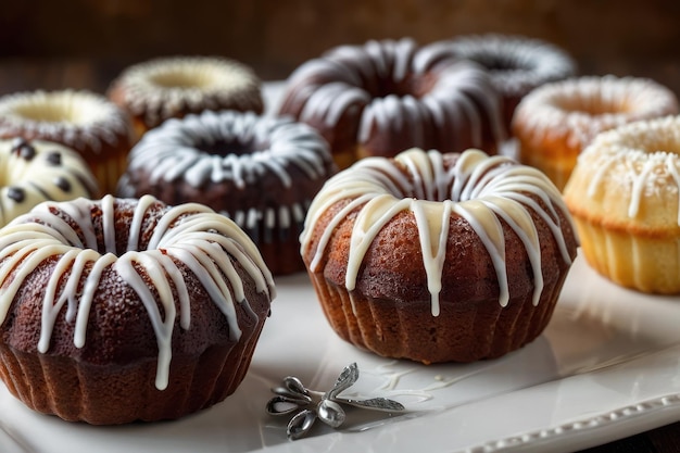 Photo assorted delectable bundt cakes