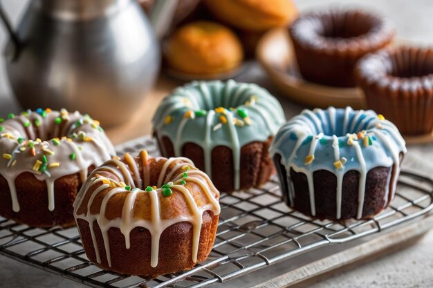 Foto una varietà di deliziose torte bundt