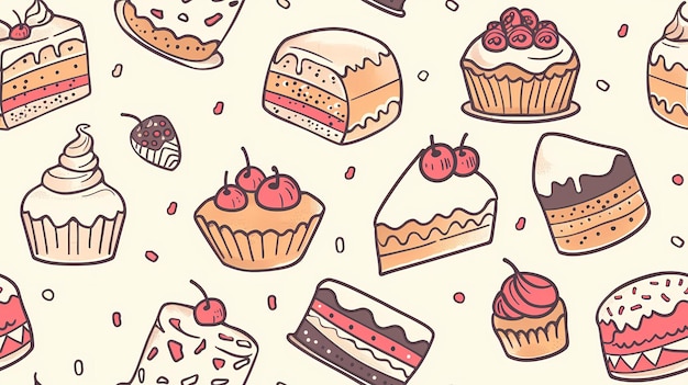 Photo assorted delicious desserts pattern