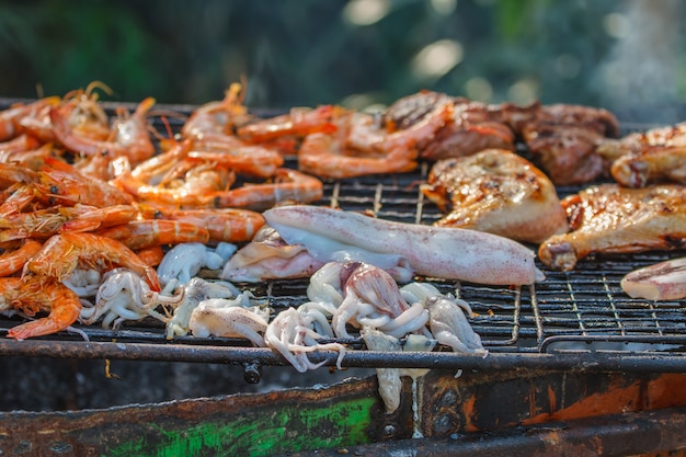 Assorted delicious grilled meat