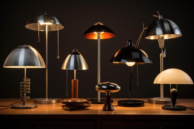 Assorted Desk Lamps in a Row