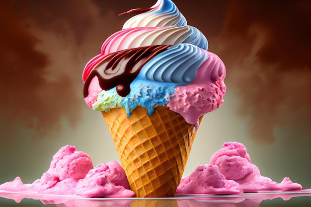 Assorted flavored ice creams Generative Ai