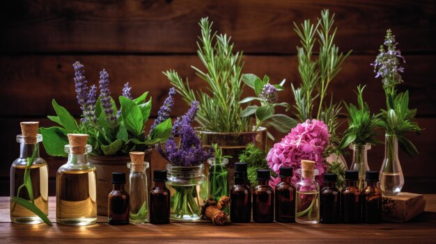 Assorted Flower Filled Bottles on Table