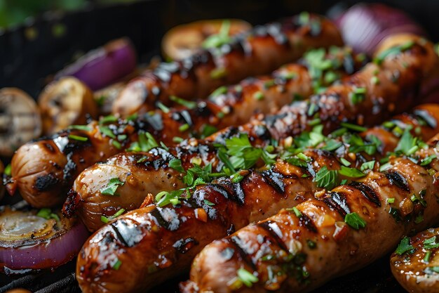 Assorted Food Cooking on a Grill