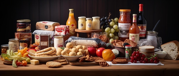 Foto prodotti alimentari assorti sul tavolo della cucina