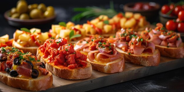 Assorted Food on Wooden Tray