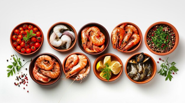 Assorted Foodfilled Bowls on a Table