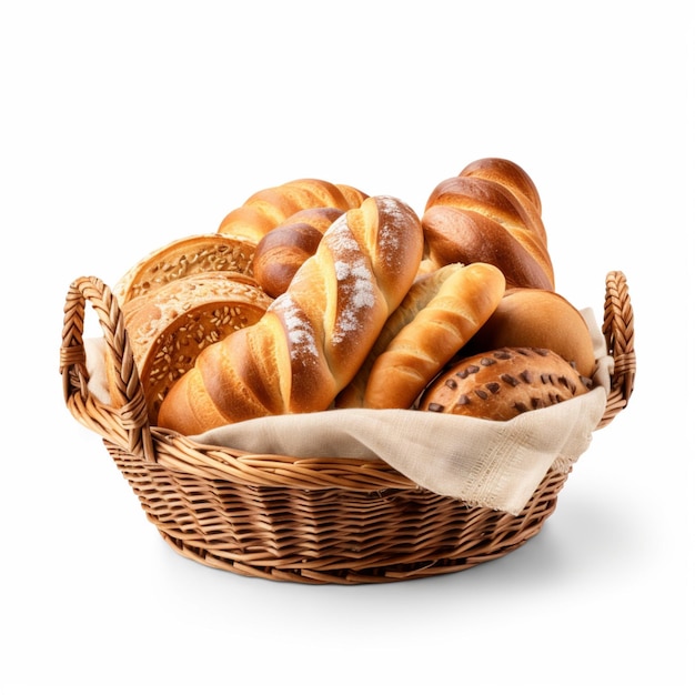 Assorted Fresh Baked Bread in a Basket