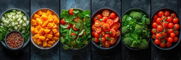 Assorted Fresh Vegetables on Dark Background