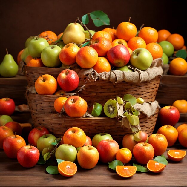 Assorted fruits on white background