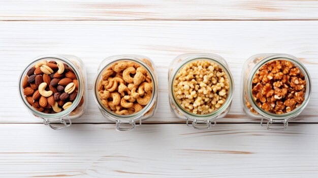 Assorted Glass Jars Filled with Nuts