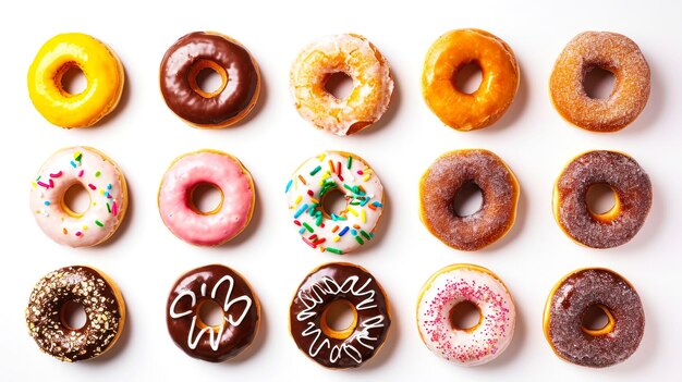 Assorted Glazed Doughnuts Arranged in a Circle