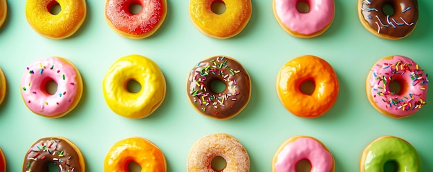 Assorted Glazed Doughnuts Arranged on a Table